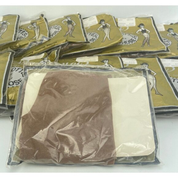 Vintage panty hose, 60s nylons, Paquet's Double Mesh beige medium size, NOS - Picture 4 of 6